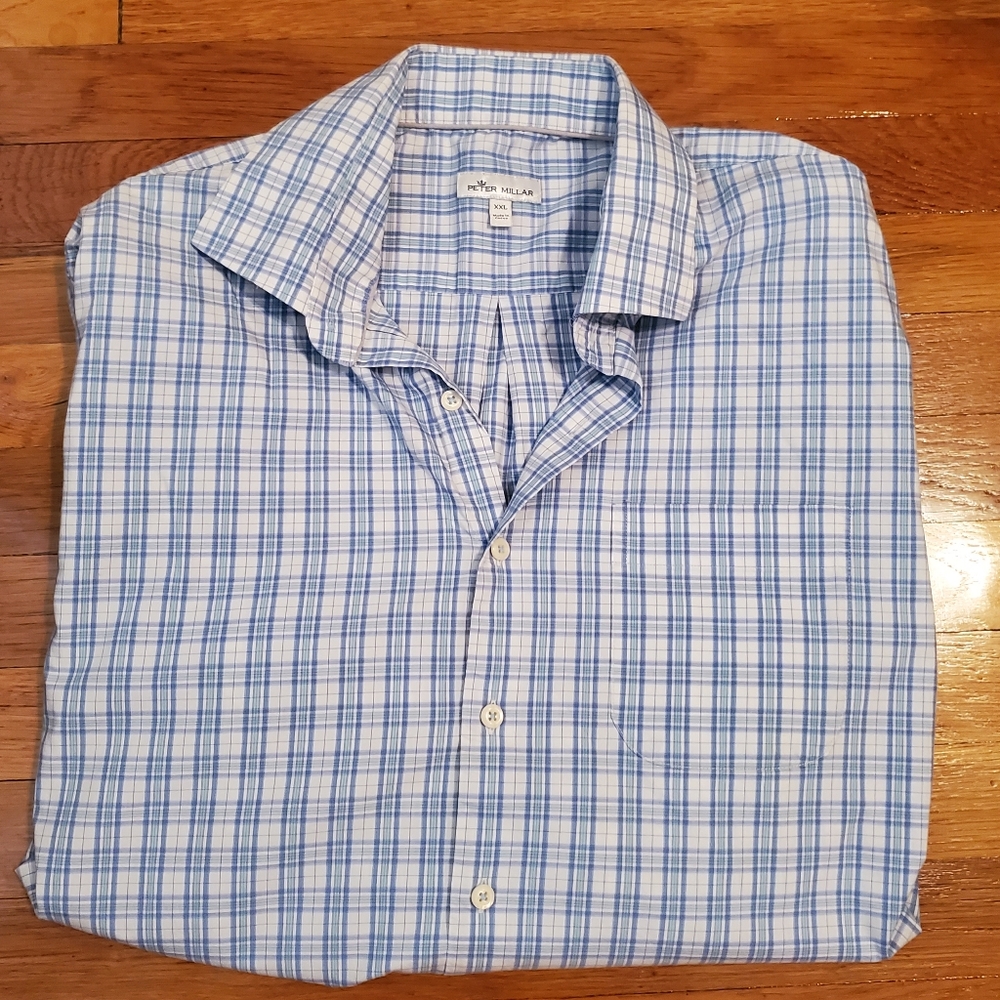 Peter Millar Checkered Long Sleeve Button Down Dress Shirt